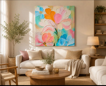 Floral wall art pink