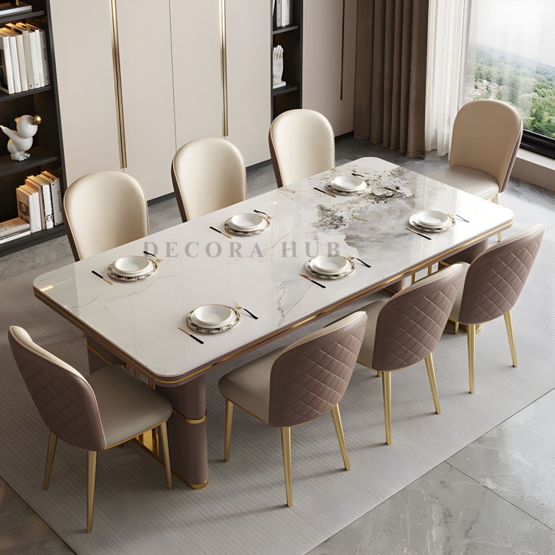 Aurex Premium Marble Dining Table – side view