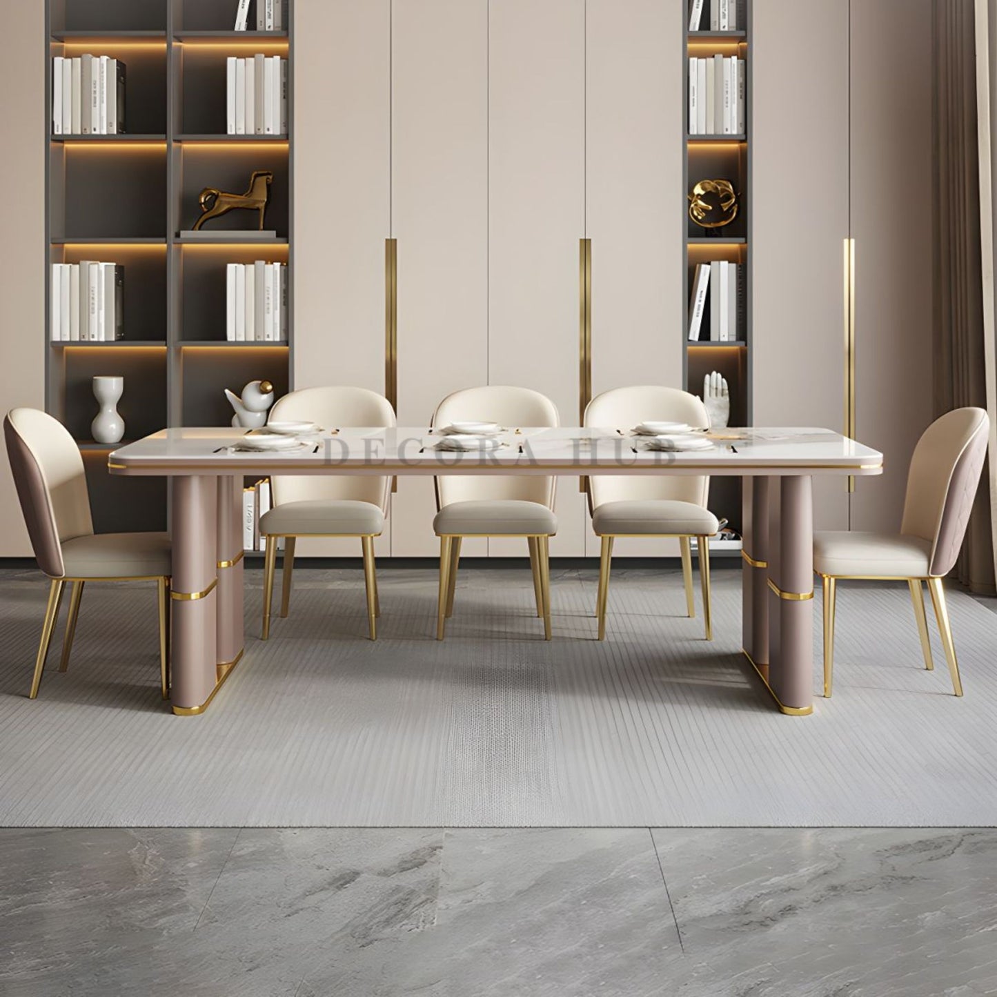 Aurex Premium Marble Dining Table – full view