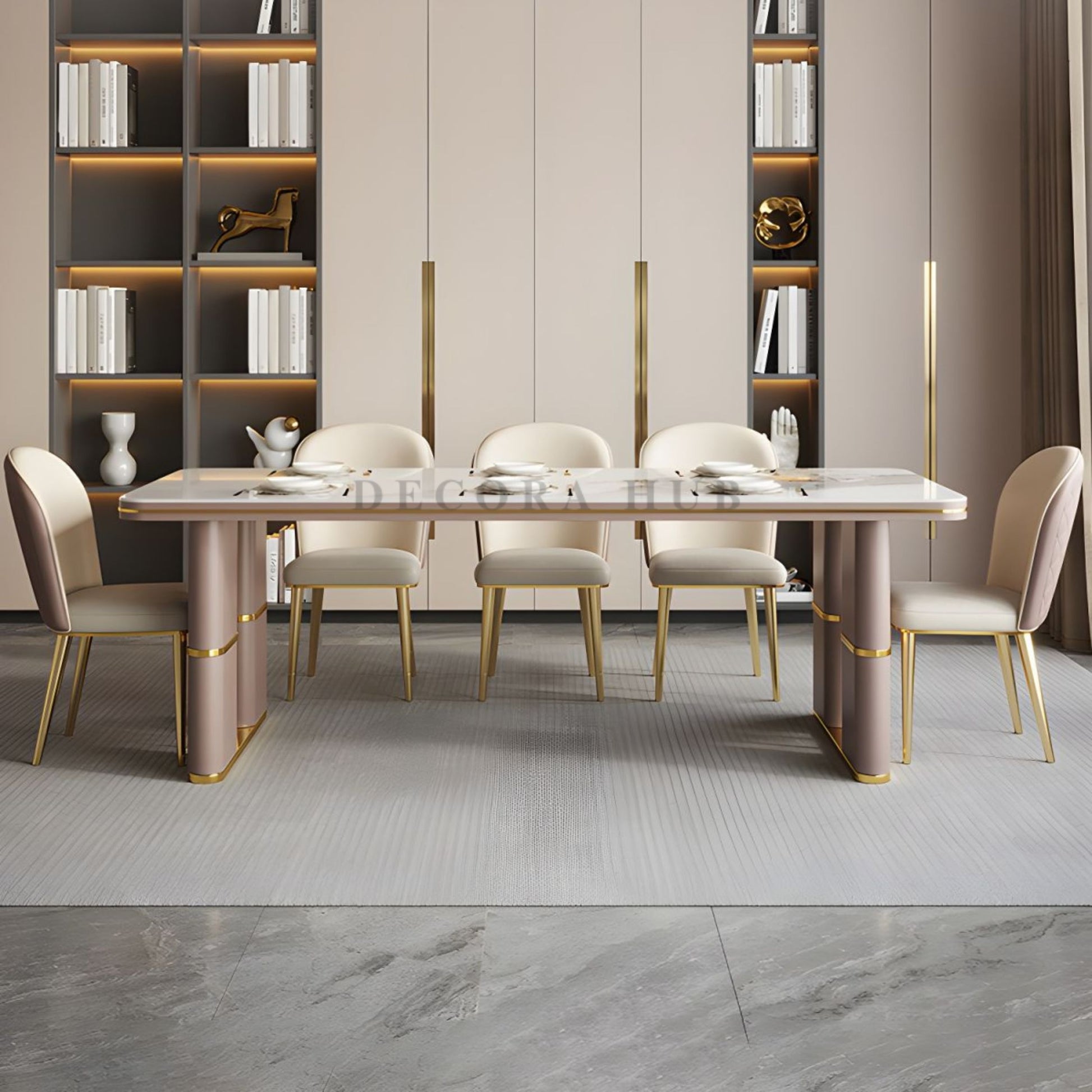 Aurex Premium Marble Dining Table – full view