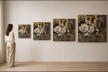 Aurum Magnolia Noir Wall Art - Textured Wall Art
