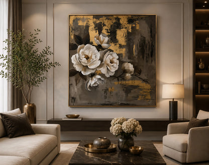 Aurum Magnolia Noir Wall Art - Textured Wall Art