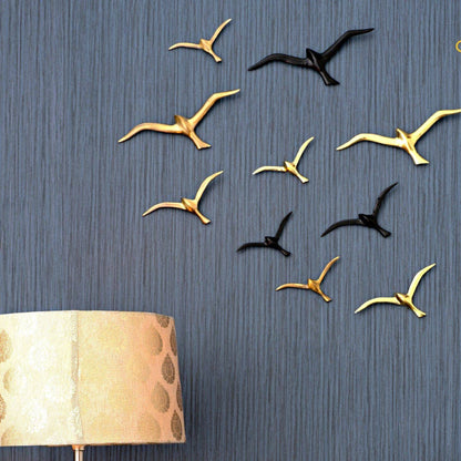 Black & Golden Swallow Birds Wall Art Set of 10 Birds