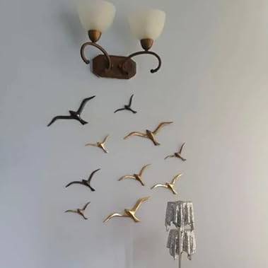 Black & Golden Swallow Birds Wall Art Set of 10 Birds