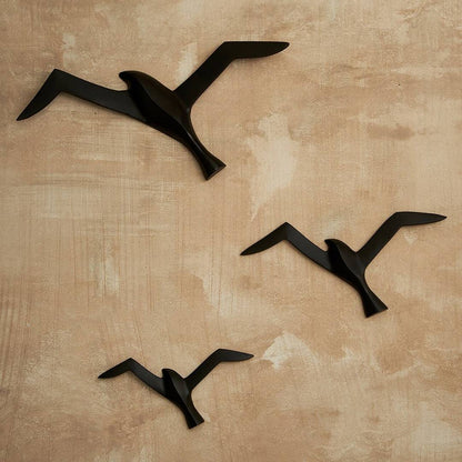 Black Swallow Birds Wall Art Set of 3 Birds