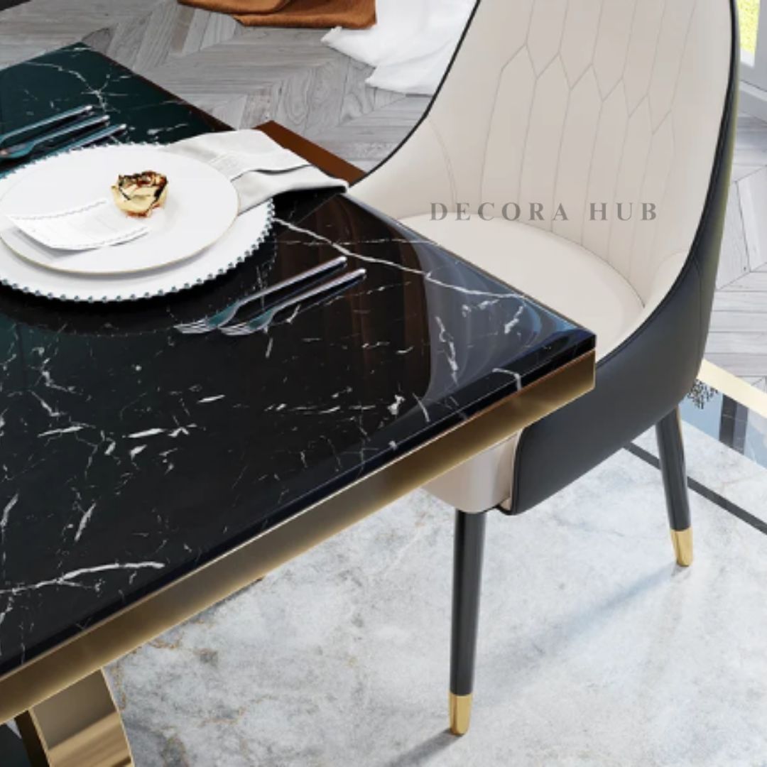Bengal Dining Table With Top Marble – side view