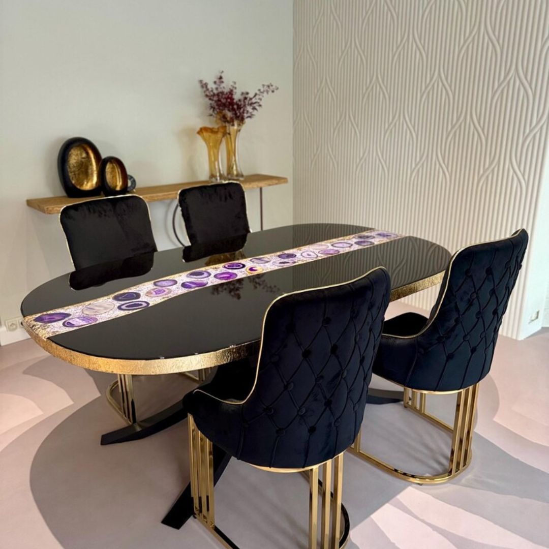 Black Luxurious Marble Dining Table