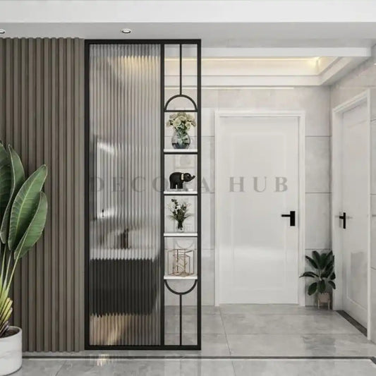 Black Luxurious Room Partition With Storange