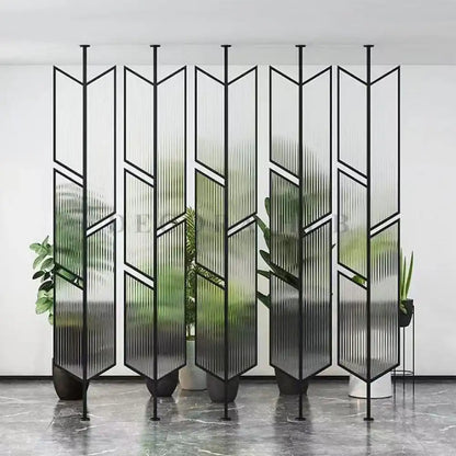 Black Modern Stainless Steel PVD Geometric Room Divider