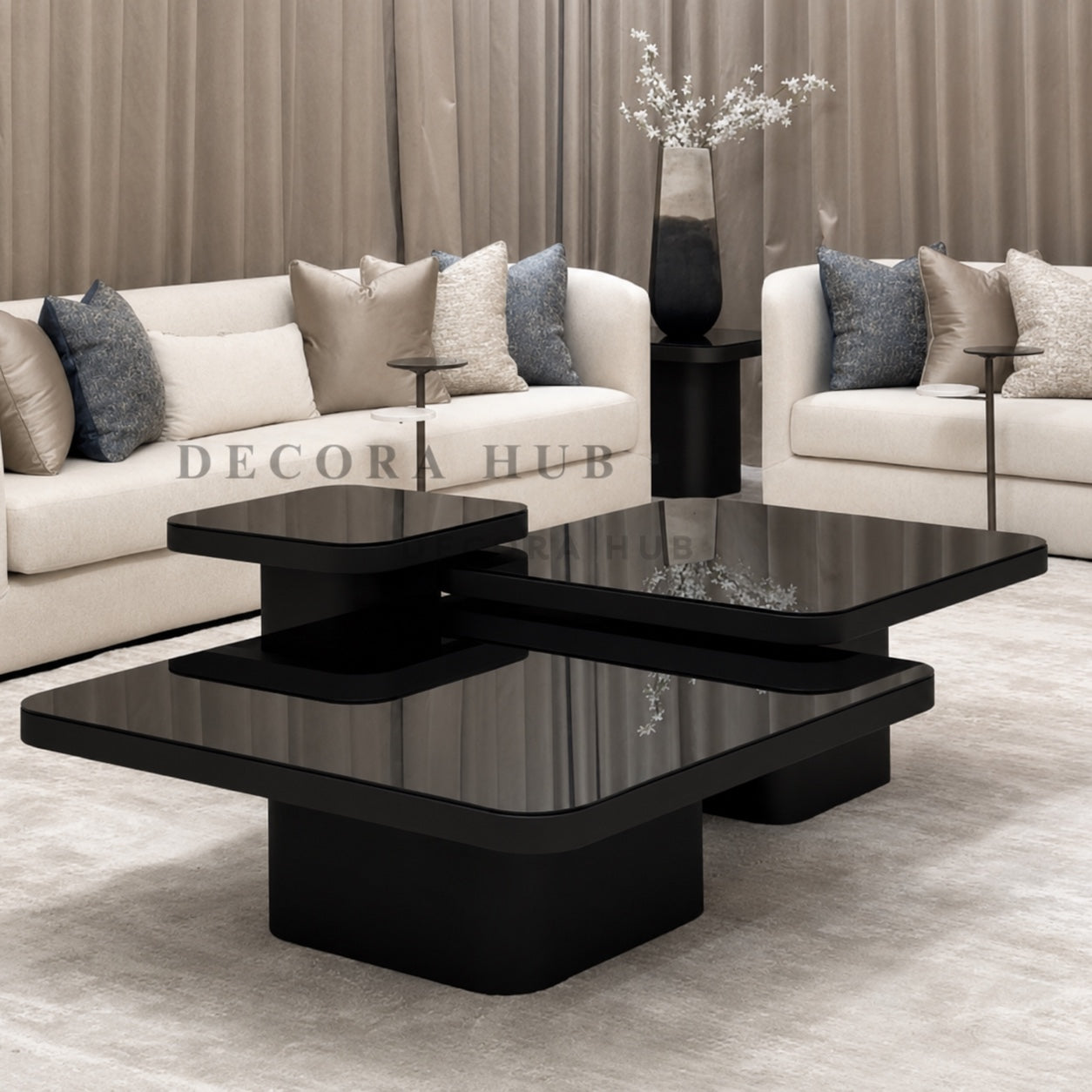 black base centre table set of 3