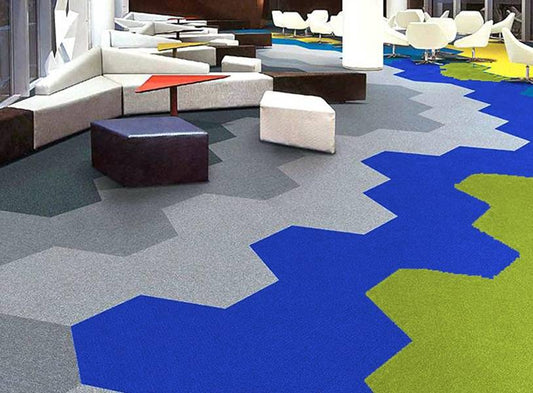 Hexagon Blue Tile Carpet