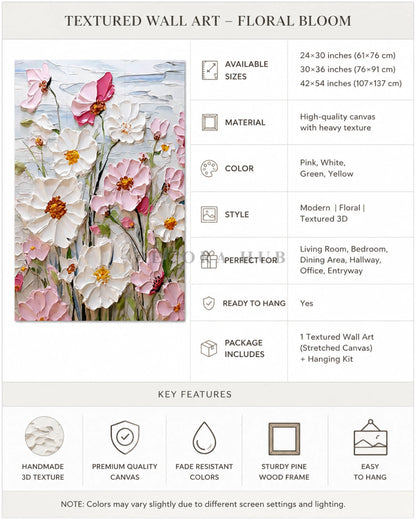 Blush Bloom Textured Wall Art - Textured Wall Art