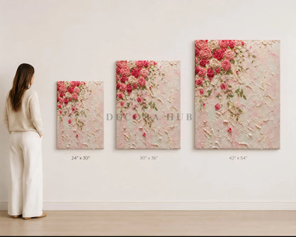 Blush Rose Cascade Textured Wall Art - Textured Wall Art
