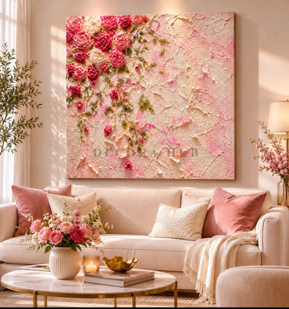 Blush Rose Cascade Textured Wall Art - Textured Wall Art