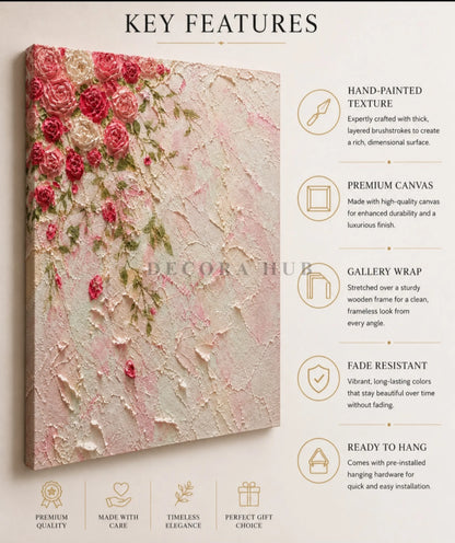 Blush Rose Cascade Textured Wall Art - Textured Wall Art