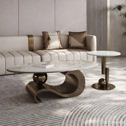 Bronze Brown Modern Coffee Table with Marble top 