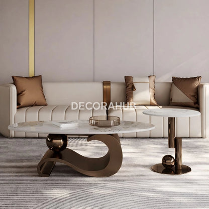 Bronze Brown Coffee Table with Marble top