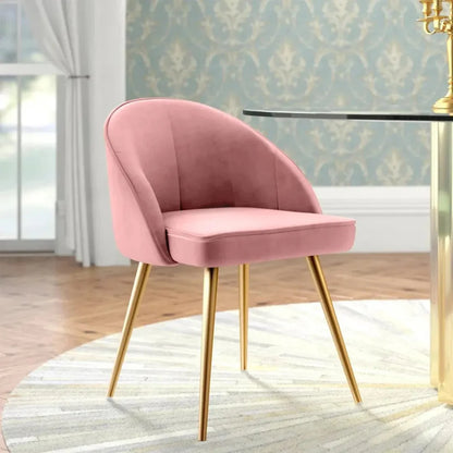 Golden Legged Luxury Pink Velvet Lounge Chair