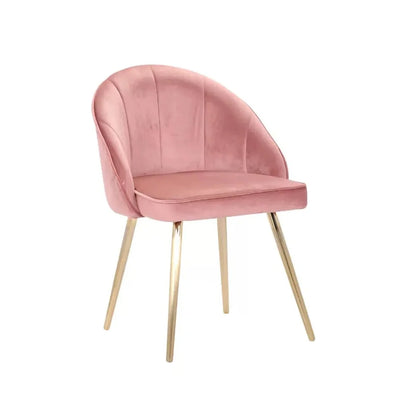 Golden Legged Luxury Pink Velvet Lounge Chair