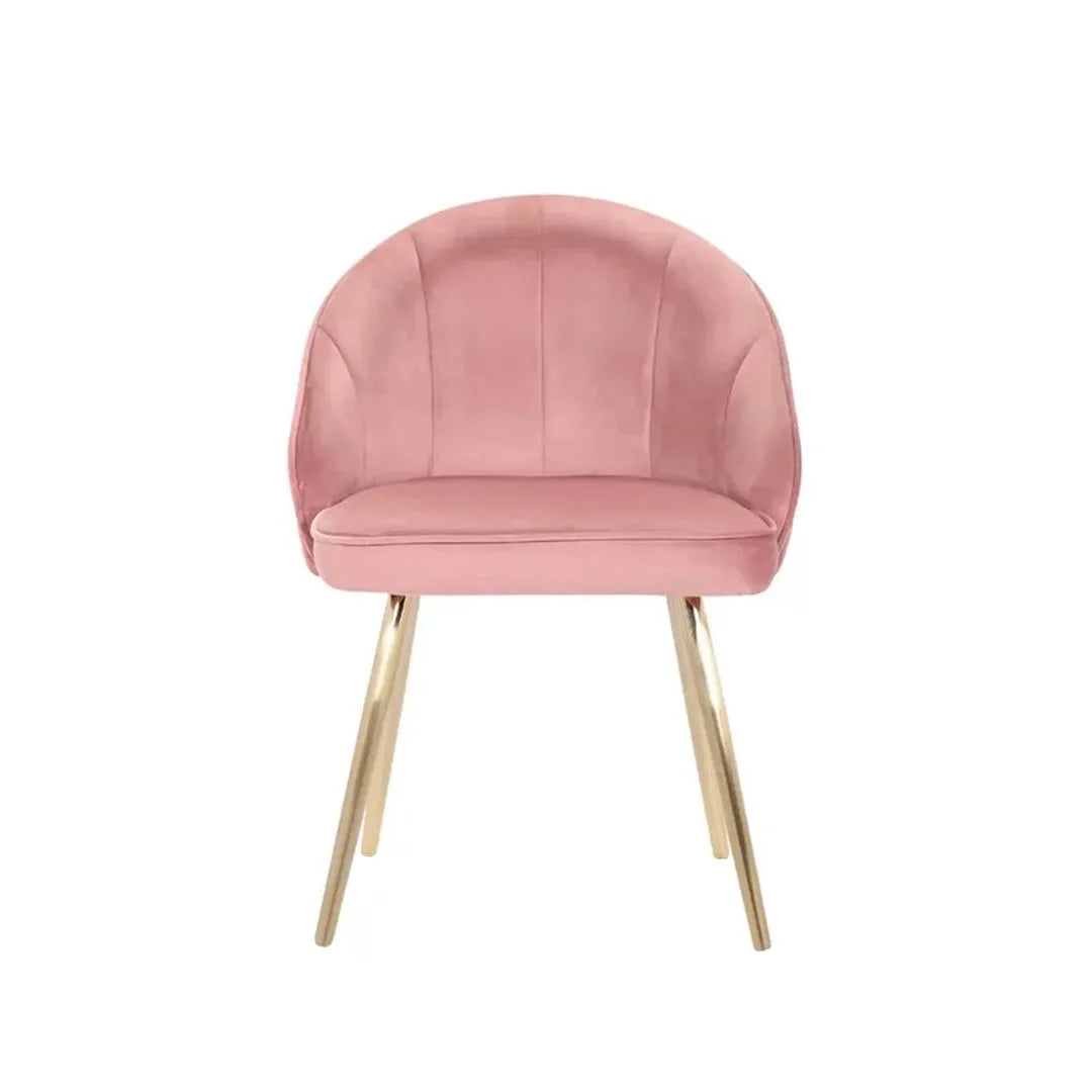 Golden Legged Luxury Pink Velvet Lounge Chair