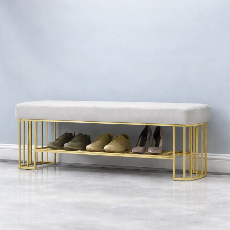 Luxurious Off White Stainless Steel Bench