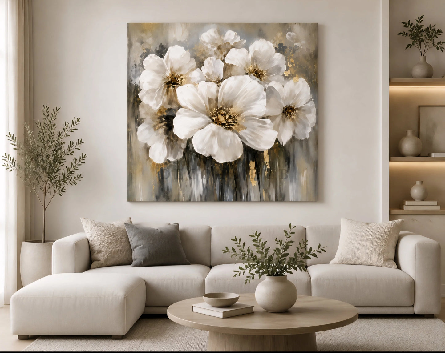 Celestia Ivory Meadow Wall Art - Textured Wall Art