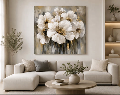 Celestia Ivory Meadow Wall Art - Textured Wall Art