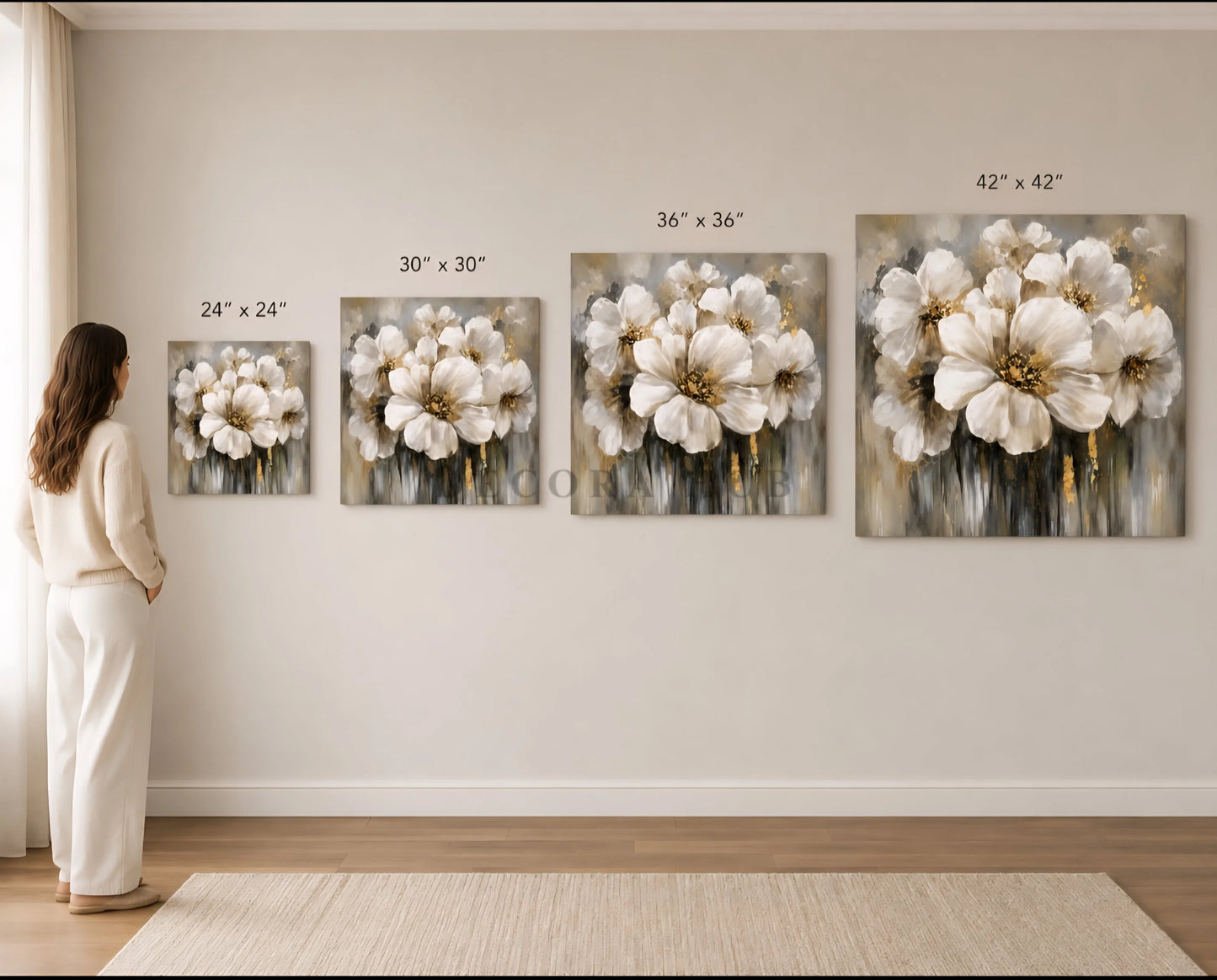 Celestia Ivory Meadow Wall Art - Textured Wall Art
