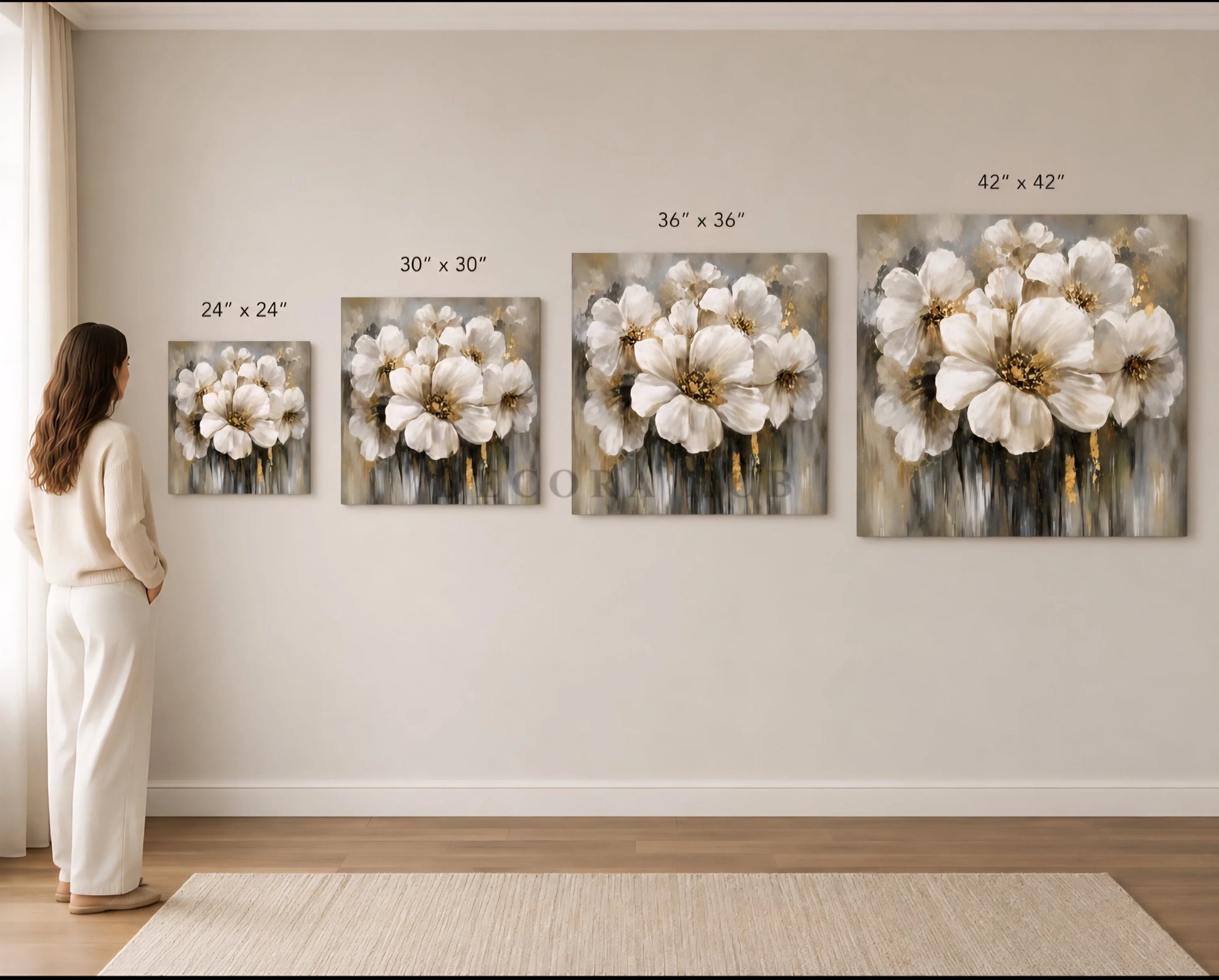 Celestia Ivory Meadow Wall Art - Textured Wall Art