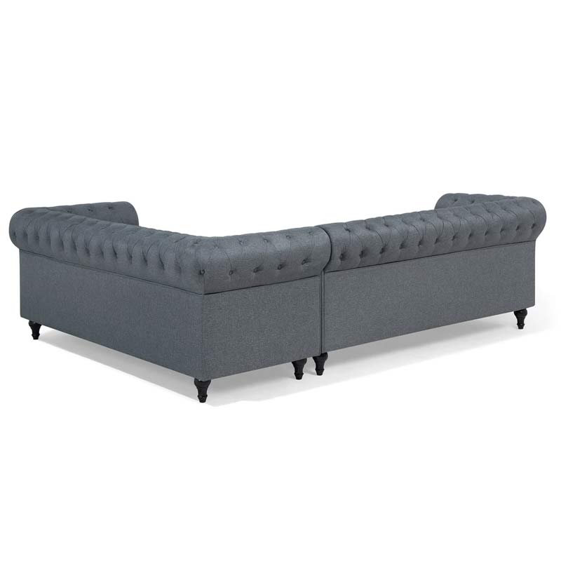 Tufted Chesterfield L-Shaped Sofa in Elegant Beige