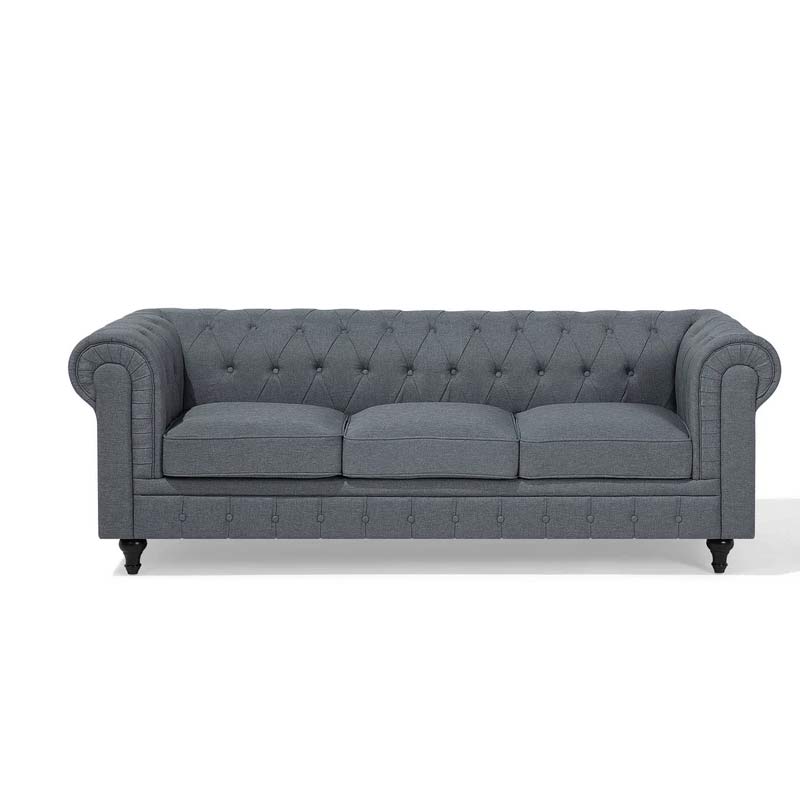 Tufted Chesterfield L-Shaped Sofa in Elegant Beige