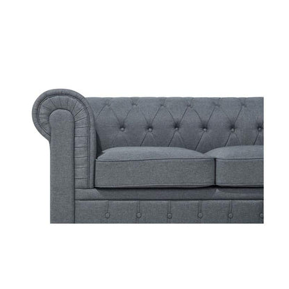 Tufted Chesterfield L-Shaped Sofa in Elegant Beige