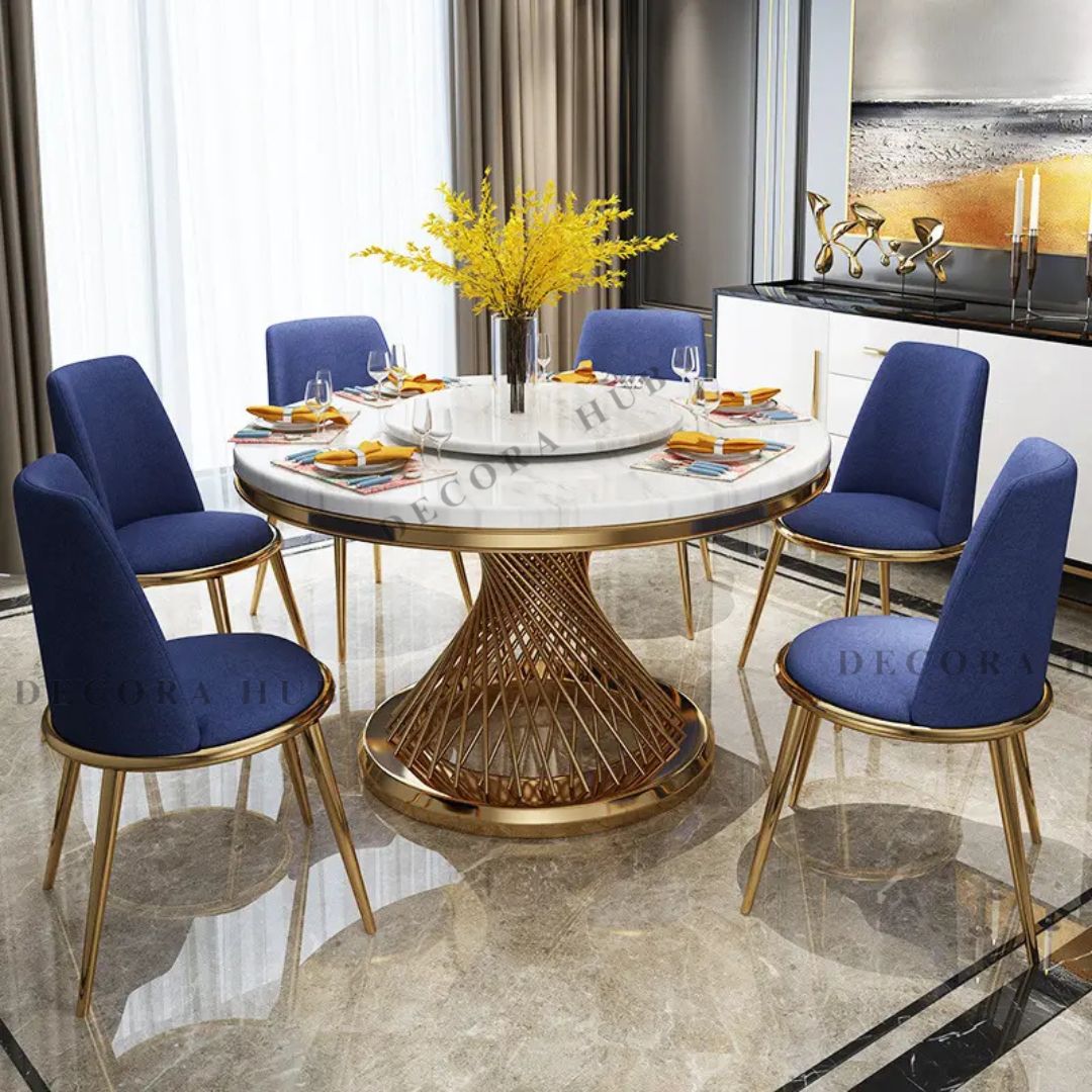 Circular Rotating Bespoke Dining Table – side view