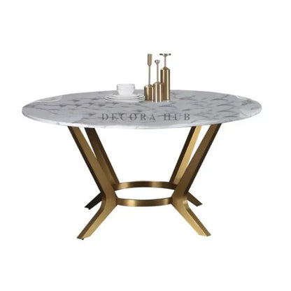Contemporary Golden Base Marble Dining Table – another angle