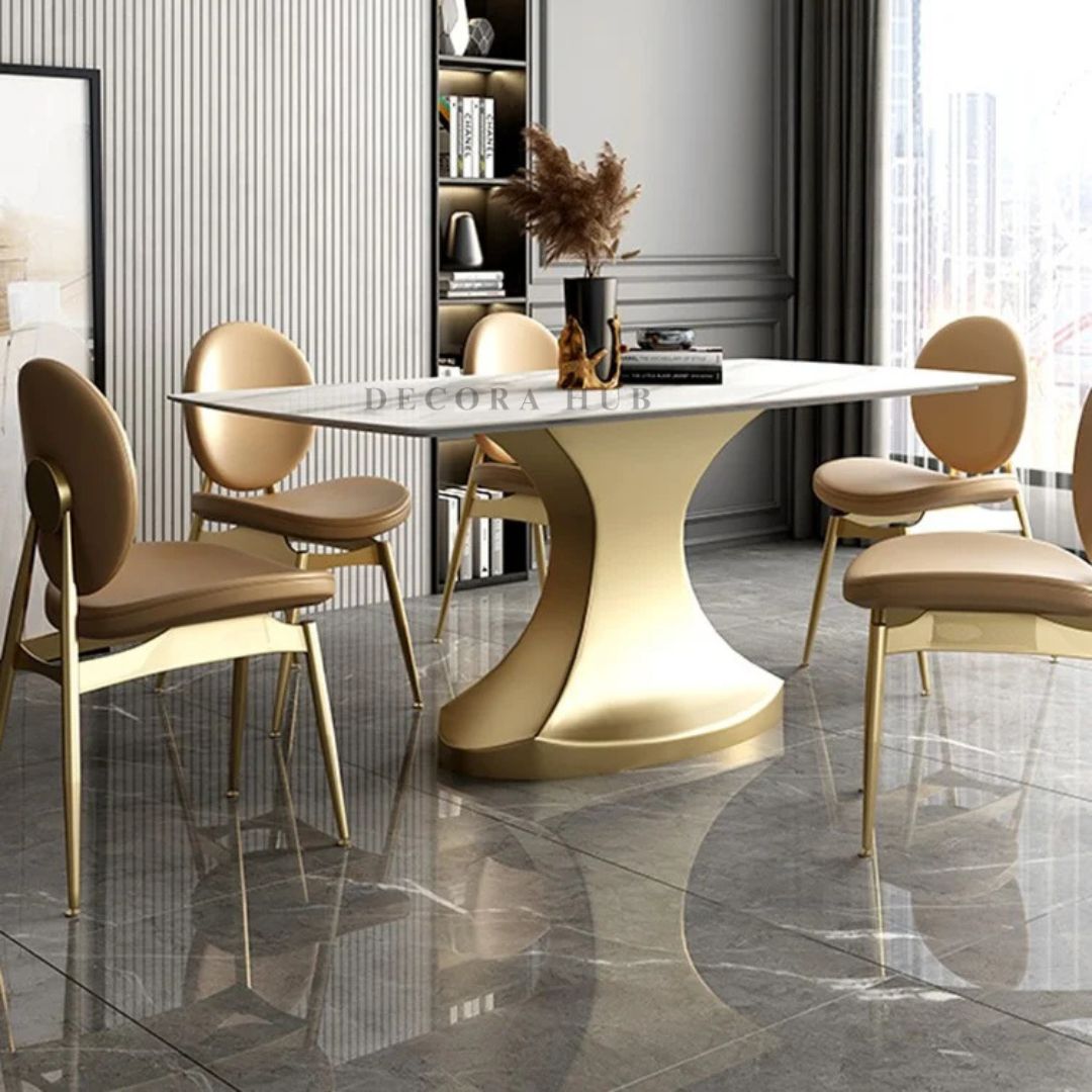 Contemporary White Marble Dining Table – another angle