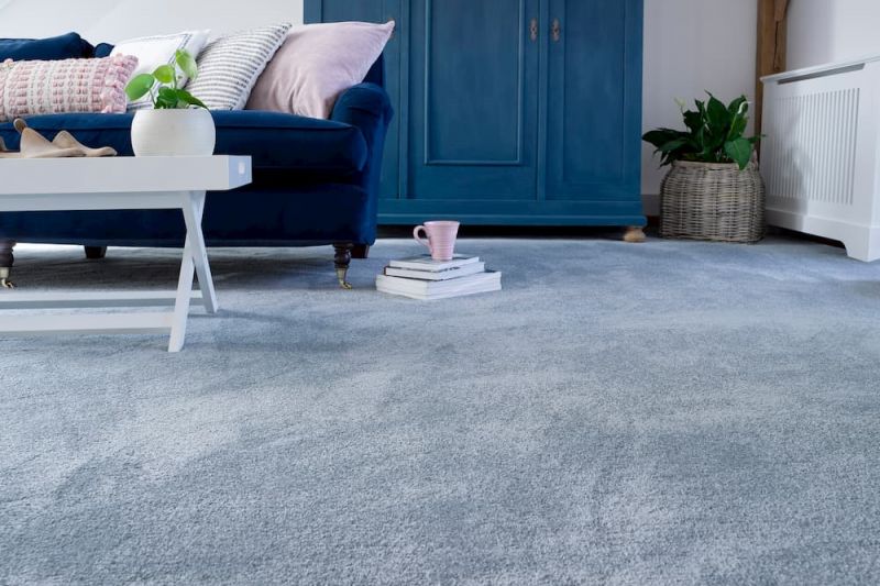 Silky English Blue Wall To Wall Carpet