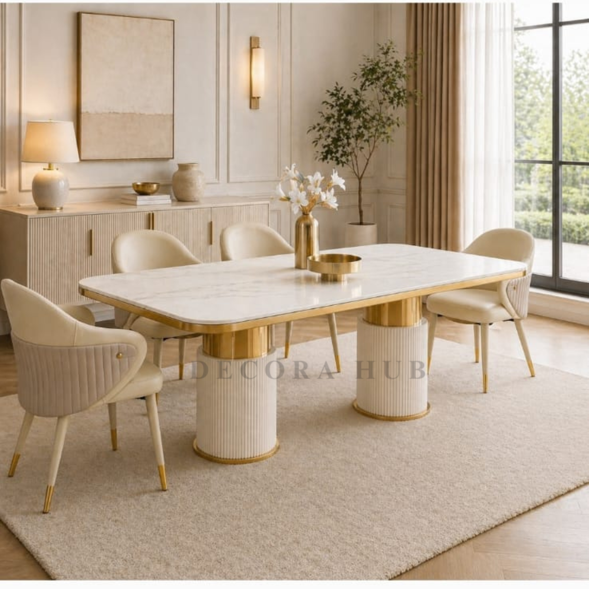 Cresta Luxury Dining Table With Marble On Top – another angle