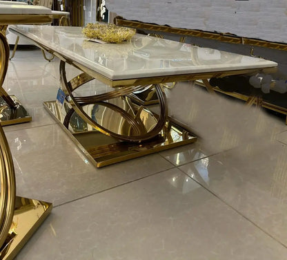 Square White Marble With Golden Base Centre Table