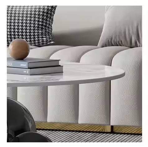 Madras White Marble Black Base Centre Table