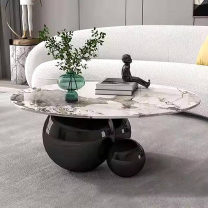 Madras White Marble Black Base Centre Table