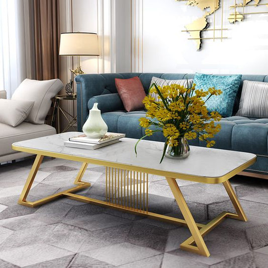 White Coffee Table With Golden Legs