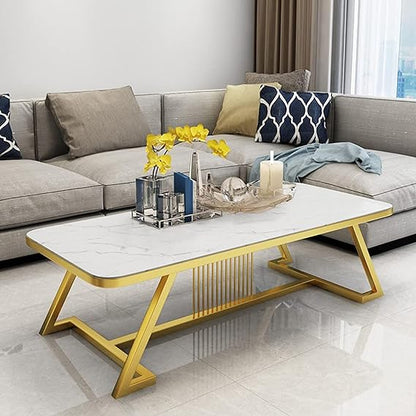 White Coffee Table With Golden Legs