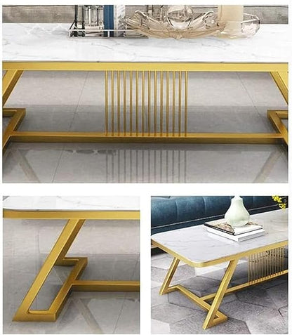 White Coffee Table With Golden Legs