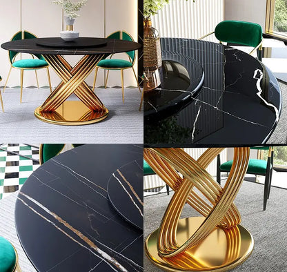 Contemporary Golden base Round Dining Table