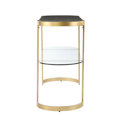 Golden Contemporary Console Table With Glass Shelf