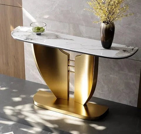 Decorous Golden Luxurious Console Table