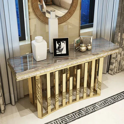 Golden And Black With Marble On top Console Table