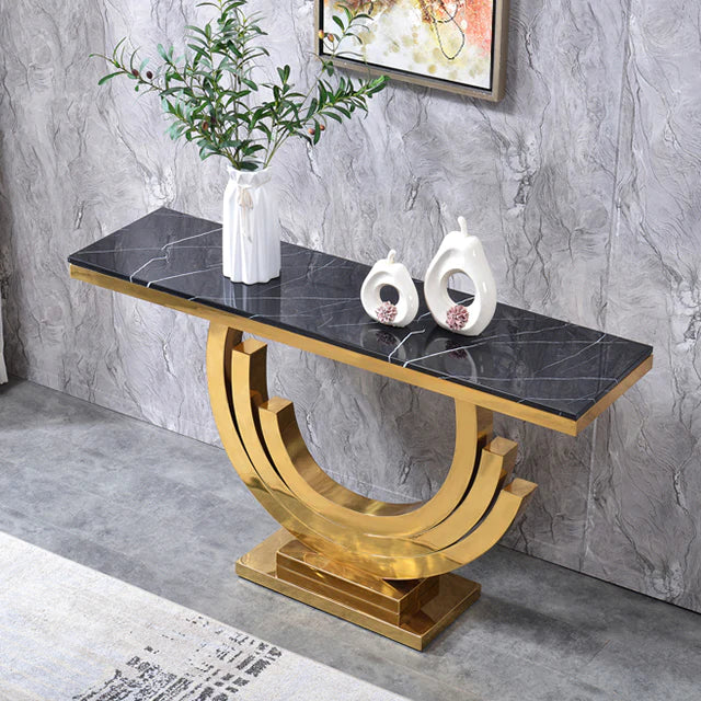 Crescent Top Marble Console Table