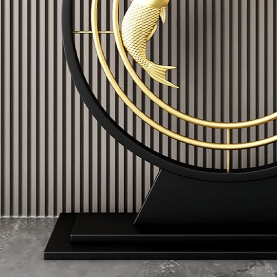 Fish Design Top Console Table in Black & Gold