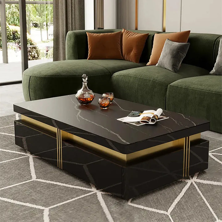 Modern In Black Marble On Top Centre Table